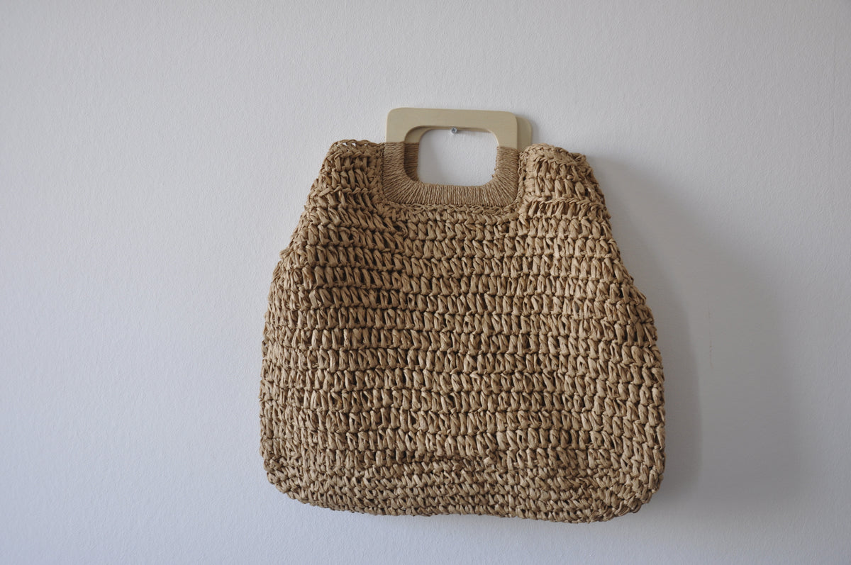 Strandtasche Stroh mit Holzgriff kaJre