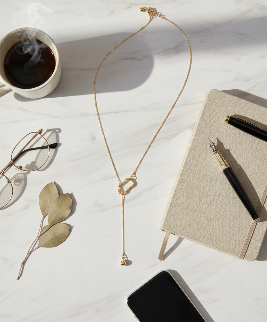 Minimalistische Y-Halskette lang mit modernem Anhänger